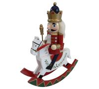SYAOYI Christmas Nutcrackers Figures, Nutcracker Christmas Decor, Traditional Painted Wooden Nutcracker Rocking Horse Soldiers Ornaments, 8.7 * 3 * 10.2 in, Red