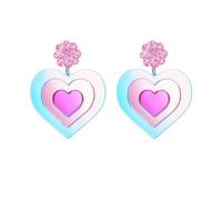 SYAVR Niche, Minimalist, Three-Dimensional, Multi-Layered, Irregular, Colorful Glitter Powder, Heart-Shaped Flower Accessories, Acrylic Earrings
