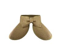 SYAYA Beach Sun Visor Foldable Roll up Wide Brim Straw Hat Cap beanies for Girl or Lady XMZ05 - Beige