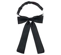 SYAYA Ladies necktie womens girl Party Adjustable Pre-tied Bow Tie Solid Color Bowties for Women Ties WLJ08 - Black - One size