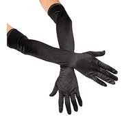 SYAYA Long Satin Opera Glove For Women Formal, Elbow Length Glove For Bridal Evening Dance/Tea Party/Church/Wedding W-G-1, Black, One Size