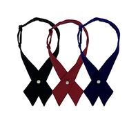 Women/Men Cross Bow Tie, Pre Tied Crossover Necktie For Janpanese School Girl JK & JC Uniform or Cosplay W-B-T2, Set of 3 - Black, Navy, Maroon, One size