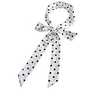 SYAYA Womens Bow Tie, Ribbon Self Tie For Women - Long Necktie for Office T-shir Uniform or Girls Cosplay & Graduation W-B-T1, Z - White Dot