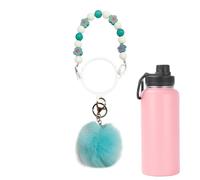 syayw Carrying Straps for Water Bottles for On the Go Thermal Mug Handle with Key Ring - Portable Beaded Carry Handle for Hiking Sports Travel Outdoor Leisure, Sea blue, see description, See