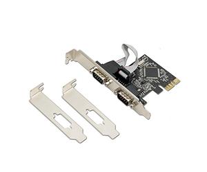 Syba Dual Port Serial Industrial DB9 COM RS232 PCIe X1 Card for Desktop PC with Low Bracket Moschip MCS9922, SD-PEX15022