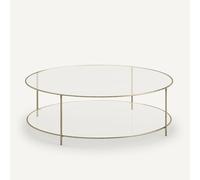 Sybil Tempered Glass Round Coffee Table aged brass