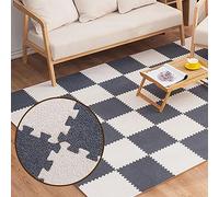 SYBNIKOLF Area Rugs,fluffy area rugs, 24x24 Inch Interlocking Carpet Tiles,Plush Puzzle Foam Floor Mat,Area Rug,24 Pcs- 96 Sq.ft.(White+dark Grey)