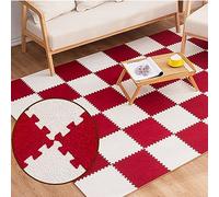 SYBNIKOLF Area Rugs,fluffy area rugs, 24x24 Inch Interlocking Carpet Tiles,Plush Puzzle Foam Floor Mat,Area Rug,24 Pcs- 96 Sq.ft.(White+red)