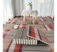 SYBNIKOLF Area Rugs,fluffy area rugs, 80 Pieces Puzzle Play Mat for Parlor,Square Carpet Tiles,Striped Pattern,12x12 Inch(Kt+hg,0.39 Inch)