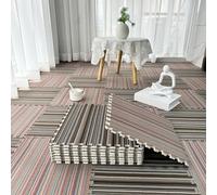 SYBNIKOLF Area Rugs,fluffy area rugs, 80 Pieces Puzzle Play Mat for Parlor,Square Carpet Tiles,Striped Pattern,12x12 Inch(Kt+ht,0.23 Inch)