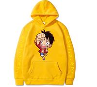 Sybnwnwm Anime ONE PIECE Hoodie Monkey D. Luffy 3D Printed Pullover Hoodies Long Sleeve Sweatshirt for Men Women Yellow