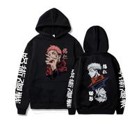 Sybnwnwm Jujutsu Hoodie Kaisen Hoodie Sweatshirt Gojo Itadori 3D Print Hooded Pullover Sweater Hoodies Black