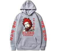 Sybnwnwm My Hero Academia Hoodie Kirishima Eijiro MHA Anime Sweatshirts Long Sleeve Pullover Hoodies Outwear Unisex Grey