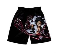 Sybnwnwm One Piece Anime Shorts with Drawstring Luffy Zoro ACE Swim Surfing Beach Trunks for Boys Men