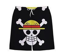 Sybnwnwm One Piece Anime Shorts with Drawstring Luffy Zoro ACE Swim Surfing Beach Trunks for Boys Men