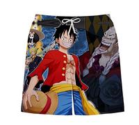 Sybnwnwm One Piece Anime Shorts with Drawstring Luffy Zoro ACE Swim Surfing Beach Trunks for Boys Men