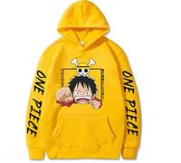 Sybnwnwm One Piece Hoodie Monkey D Luffy 3D Printed Hood Pullover Hoodies Long Sleeve Sweatshirt Unisex Yellow