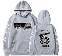 Sybnwnwm Tokyo Ghoul Hoodie Anime Hooded Pullover Hoodies Long Sleeve Sweatshirt for Men Women Gray
