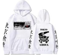 Sybnwnwm Tokyo Ghoul Hoodie Anime Hooded Pullover Hoodies Long Sleeve Sweatshirt for Men Women White