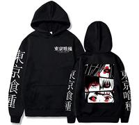 Sybnwnwm Tokyo Ghoul Hoodie kaneki ken Print Hooded Pullover Hoodies Long Sleeve Sweatshirt for Men Women Black