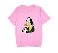 Sybnwnwm Unisex Demon Slayer T-Shirts Tanjirou Nezuko Rengoku Short Sleeve Men/Women T-Shirt Tshirt Tee Tops Pink