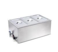 SYBO Bain Marie Commercial Grade Stainless Steel Steam Table for Catering and Restaurants, Good for Parties, Servers and Heaters, 3 Key Sections, Silver