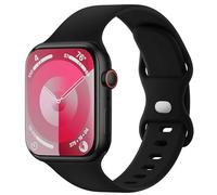 Sycamond Silicone Band Compatible with Apple Watch 41mm 40mm 38mmm, Replacement Sport Strap Wristband for iWatch Series SE 10 9 8 7 6 5 4 3 Ultra 2 1 Women Men, S/M Black