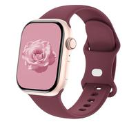 Sycamond Silicone Band Compatible with Apple Watch 46mm 45mm 44mm 42mm, Replacement Sport Strap Wristband for iWatch Series SE 10 9 8 7 6 5 4 3 Ultra 2 1 Women Men, S/M Burgundy