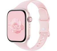 Sycamond Thin Silicone Band Compatible with Apple Watch 41mm 40mm 38mm 42mm, Slim Narrow Replacement Sport Strap Wristband for iWatch Series 11 10 9 8 7 6 5 4 SE 3 2 1 Women Men, S/M Light Pink