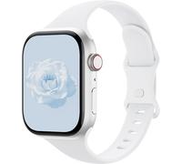 Sycamond Thin Silicone Band Compatible with Apple Watch 41mm 40mm 38mm 42mm, Slim Narrow Replacement Sport Strap Wristband for iWatch Series 11 10 9 8 7 6 5 4 SE 3 2 1 Women Men, S/M White