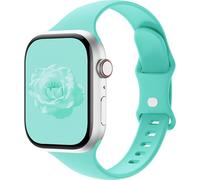 Sycamond Thin Silicone Band Compatible with Apple Watch 41mm 40mm 38mm 42mm, Slim Narrow Replacement Sport Strap Wristband for iWatch Series 11 10 9 8 7 6 5 4 SE 3 2 1 Women Men, S/M Cyan Blue