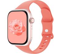 Sycamond Thin Silicone Band Compatible with Apple Watch 41mm 40mm 38mm 42mm, Slim Narrow Replacement Sport Strap Wristband for iWatch Series 11 10 9 8 7 6 5 4 SE 3 2 1 Women Men, S/M Coral
