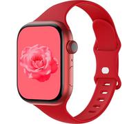 Sycamond Thin Silicone Band Compatible with Apple Watch 41mm 40mm 38mm 42mm, Slim Narrow Replacement Sport Strap Wristband for iWatch Series 11 10 9 8 7 6 5 4 SE 3 2 1 Women Men, S/M Red