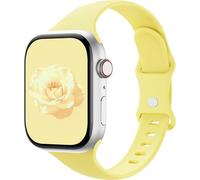 Sycamond Thin Silicone Band Compatible with Apple Watch 41mm 40mm 38mm 42mm, Slim Narrow Replacement Sport Strap Wristband for iWatch Series 11 10 9 8 7 6 5 4 SE 3 2 1 Women Men, S/M Yellow