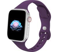 Sycamond Thin Silicone Band Compatible with Apple Watch 41mm 40mm 38mm, Slim Narrow Replacement Sport Strap Wristband for iWatch Series SE 10 9 8 7 6 5 4 3 2 1 Ultra Women Men, S/M Purple