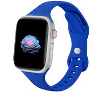 Sycamond Thin Silicone Band Compatible with Apple Watch 41mm 40mm 38mm, Slim Narrow Replacement Sport Strap Wristband for iWatch Series SE 10 9 8 7 6 5 4 3 Ultra 2 1 Women Men, S/M Klein Blue