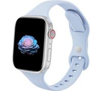 Sycamond Thin Silicone Band Compatible with Apple Watch 41mm 40mm 38mm, Slim Narrow Replacement Sport Strap Wristband for iWatch Series SE 10 9 8 7 6 5 4 3 Ultra 2 1 Women Men, S/M Light Blue
