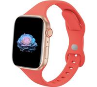 Sycamond Thin Silicone Band Compatible with Apple Watch 41mm 40mm 38mm, Slim Narrow Replacement Sport Strap Wristband for iWatch Series SE 10 9 8 7 6 5 4 3 Ultra 2 1 Women Men, S/M Coral