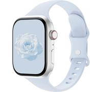 Sycamond Thin Silicone Band Compatible with Apple Watch 41mm 40mm 38mm, Slim Narrow Replacement Sport Strap Wristband for iWatch Series SE 10 9 8 7 6 5 4 3 Ultra 2 1 Women Men, S/M Light Blue