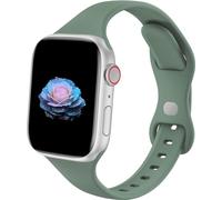 Sycamond Thin Silicone Band Compatible with Apple Watch 41mm 40mm 38mm, Slim Narrow Replacement Sport Strap Wristband for iWatch Series SE 10 9 8 7 6 5 4 3 Ultra 2 1 Women Men, S/M Pine Green