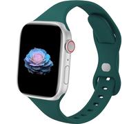 Sycamond Thin Silicone Band Compatible with Apple Watch 41mm 40mm 38mm, Slim Narrow Replacement Sport Strap Wristband for iWatch Series SE 10 9 8 7 6 5 4 3 Ultra 2 1 Women Men, S/M Forest Green