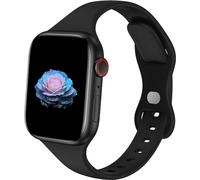 Sycamond Thin Silicone Band Compatible with Apple Watch 46mm 45mm 44mm 42mm, Slim Narrow Replacement Sport Strap Wristband for iWatch Series SE 10 9 8 7 6 5 4 3 Ultra 2 1 Women Men, S/M Black