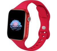 Sycamond Thin Silicone Band Compatible with Apple Watch 46mm 45mm 44mm 42mm, Slim Narrow Replacement Sport Strap Wristband for iWatch Series SE 10 9 8 7 6 5 4 3 Ultra 2 1 Women Men, S/M Red