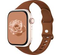 Sycamond Thin Silicone Band Compatible with Apple Watch 46mm 45mm 44mm, Slim Narrow Replacement Sport Strap Wristband for iWatch Series 11 10 9 8 7 6 5 4 SE Ultra 3 2 1 Women Men, M/L Brown