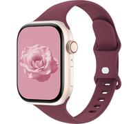Sycamond Thin Silicone Band Compatible with Apple Watch 46mm 45mm 44mm, Slim Narrow Replacement Sport Strap Wristband for iWatch Series 11 10 9 8 7 6 5 4 SE Ultra 3 2 1 Women Men, M/L Burgundy