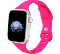Sycamond Thin Silicone Band Compatible with Apple Watch 46mm 45mm 44mm 42mm, Slim Narrow Replacement Sport Strap Wristband for iWatch Series SE 10 9 8 7 6 5 4 3 Ultra 2 1 Women Men, S/M Hot Pink
