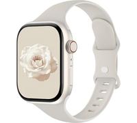 Sycamond Thin Silicone Band Compatible with Apple Watch 46mm 45mm 44mm, Slim Narrow Replacement Sport Strap Wristband for iWatch Series 11 10 9 8 7 6 5 4 SE Ultra 3 2 1 Women Men, M/L Starlight