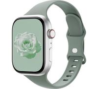 Sycamond Thin Silicone Band Compatible with Apple Watch 46mm 45mm 44mm, Slim Narrow Replacement Sport Strap Wristband for iWatch Series 11 10 9 8 7 6 5 4 SE Ultra 3 2 1 Women Men, M/L Pine Green