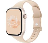 Sycamond Thin Silicone Band Compatible with Apple Watch 46mm 45mm 44mm, Slim Narrow Replacement Sport Strap Wristband for iWatch Series 11 10 9 8 7 6 5 4 SE Ultra 3 2 1 Women Men, M/L Tan
