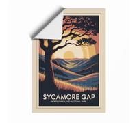 Sycamore Gap at Sunset Vintage Unframed Wall Art Print A3 (42×29.7cm), Wall Decor for Living Room, Bedroom, Office & Home, Art Gift